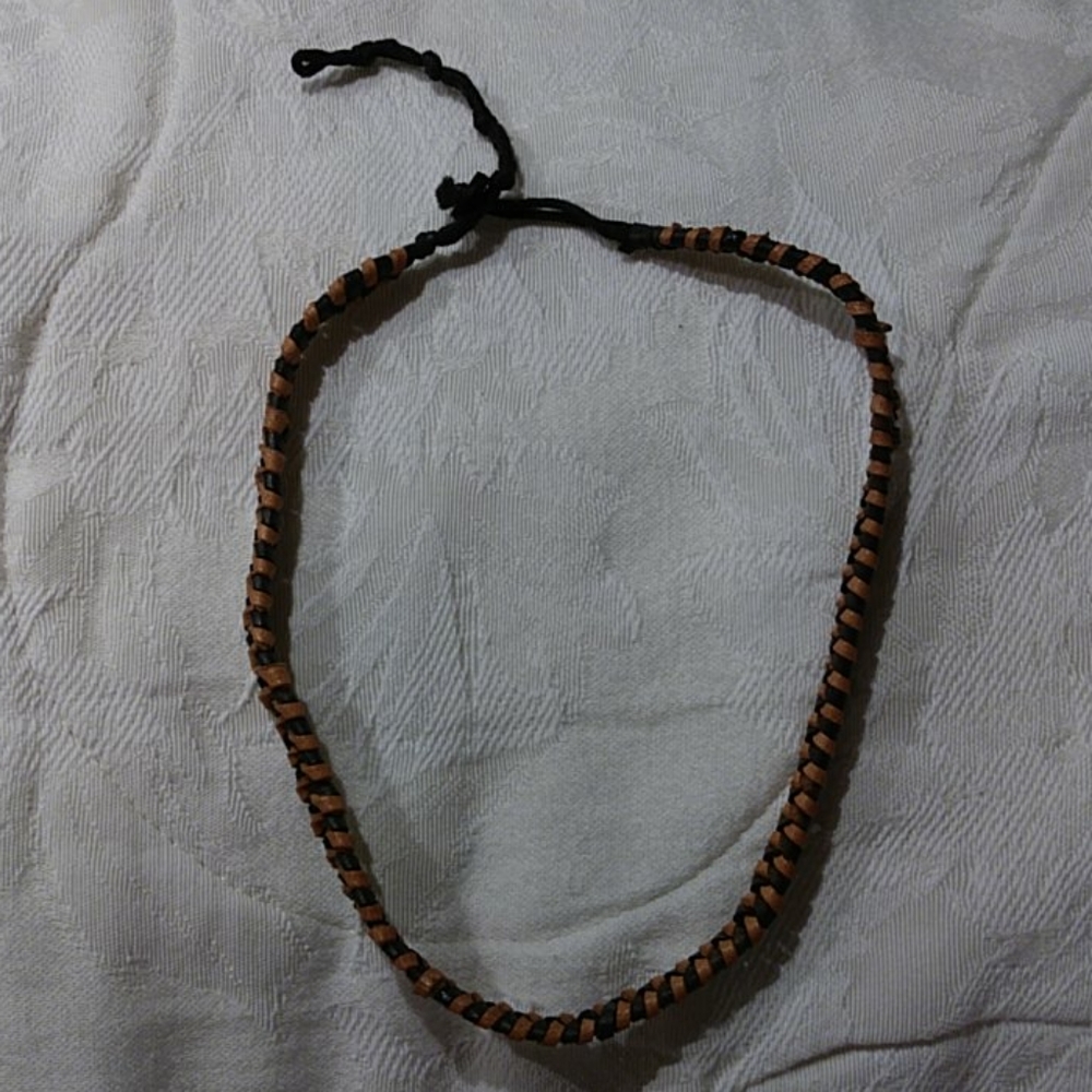 Woven leather necklace